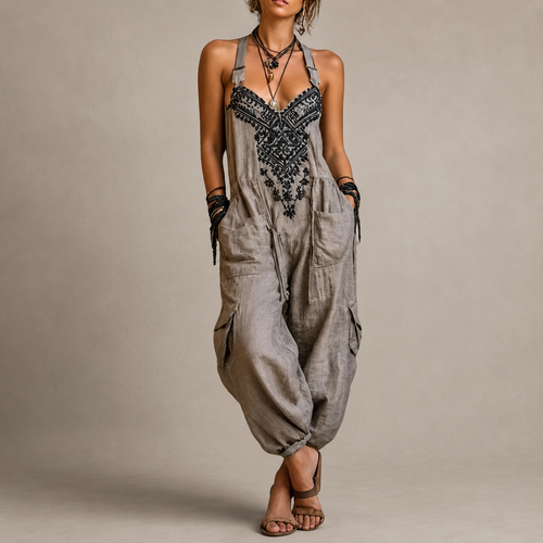 Embla | Bohemisk jumpsuit med broderi