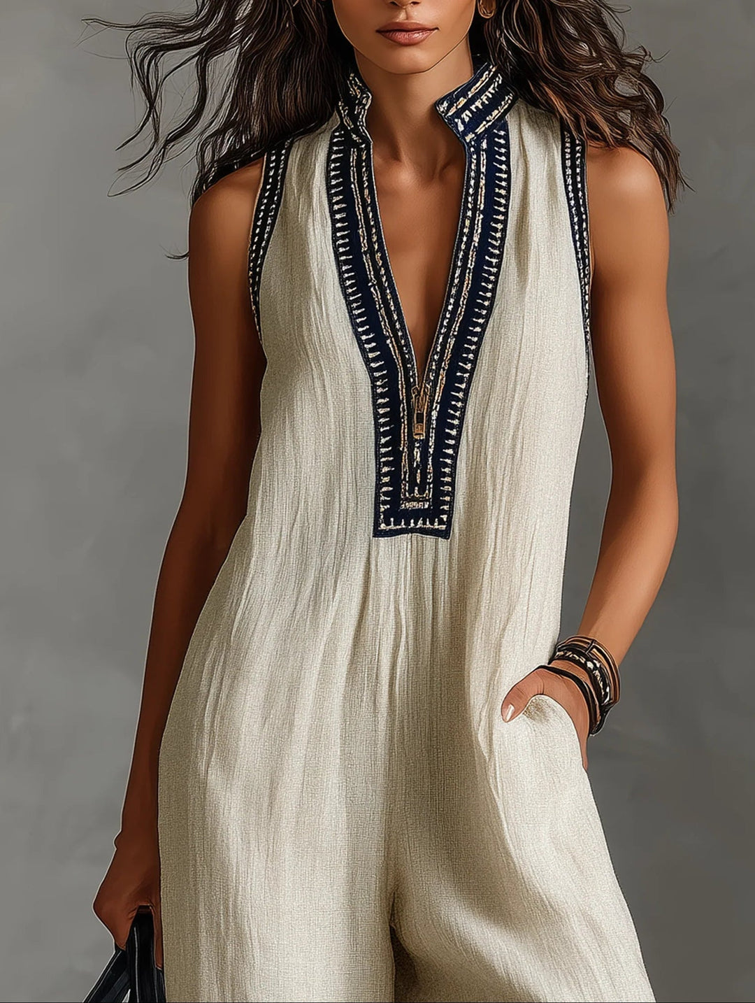 Fiamma  | Ärmlös jumpsuit med hög krage