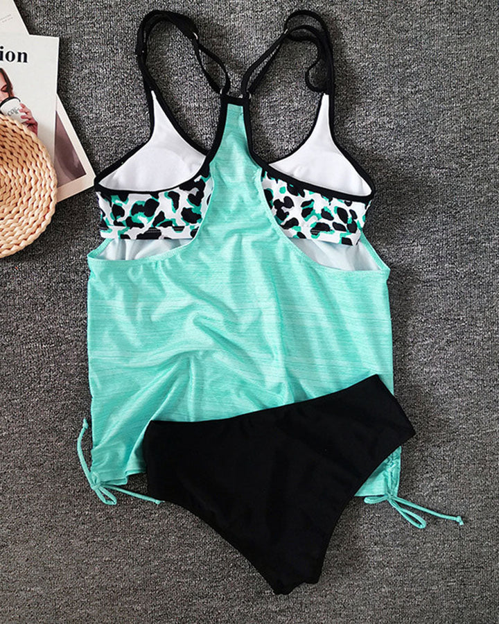 Augustus - enfärgad tankini med leopardmönster