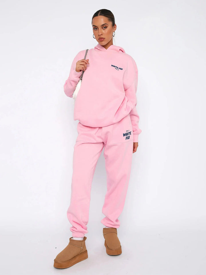 Mjukt set med hoodie och joggerbyxor i avslappnad passform för vardaglig komfort