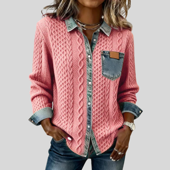 Simone™ | Denim patchworkskjorta