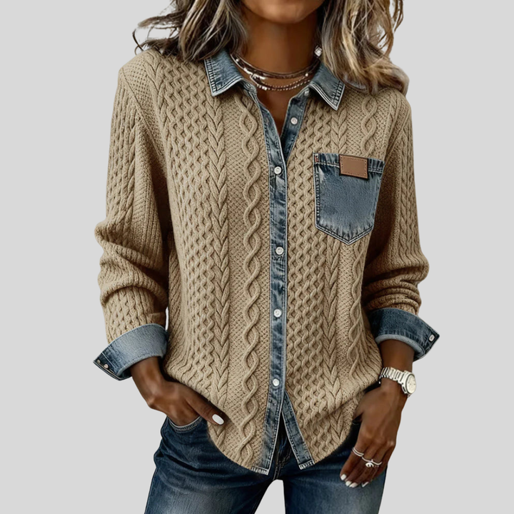 Simone™ | Denim patchworkskjorta