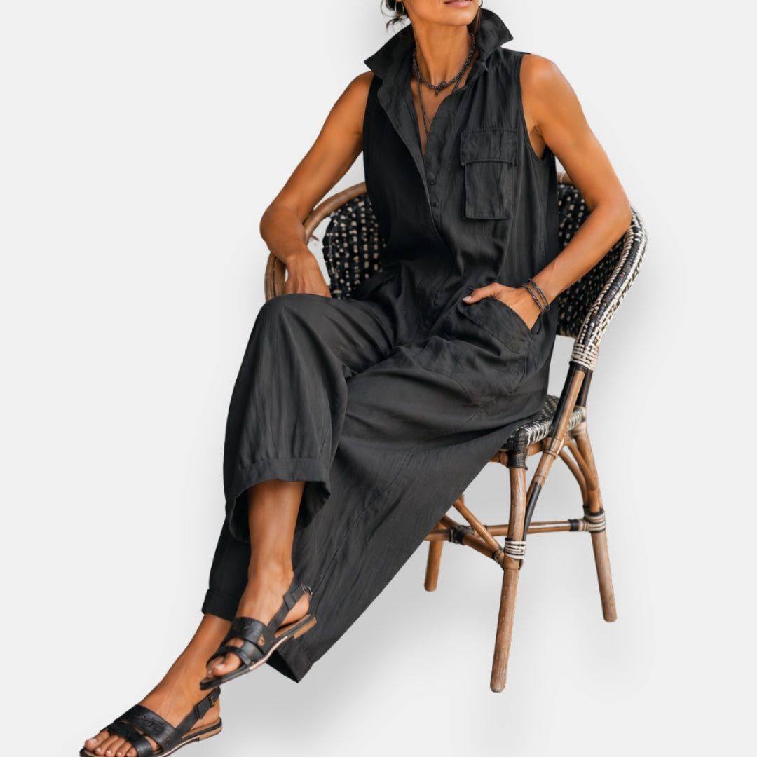 Solveig | Ärmlös jumpsuit med ledig passform
