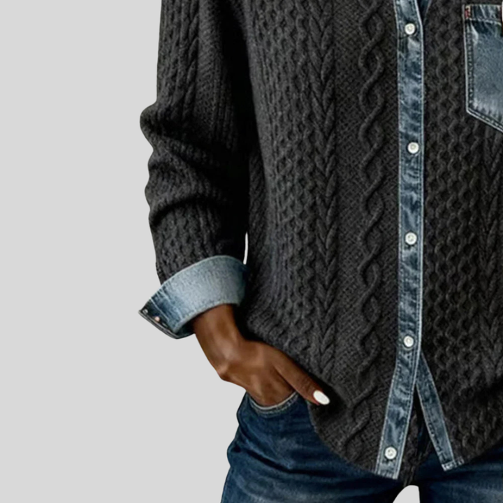 Simone™ | Denim patchworkskjorta