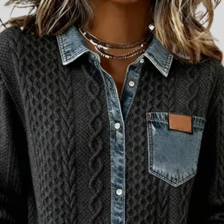 Simone™ | Denim patchworkskjorta