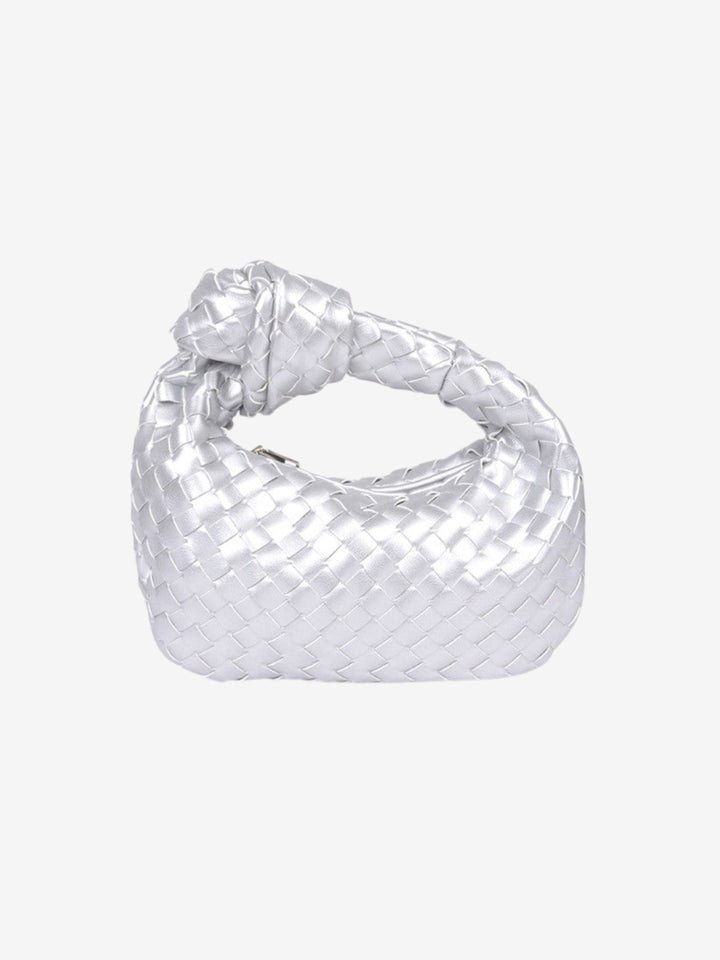 Ringblomsgul flätad mini-handväska