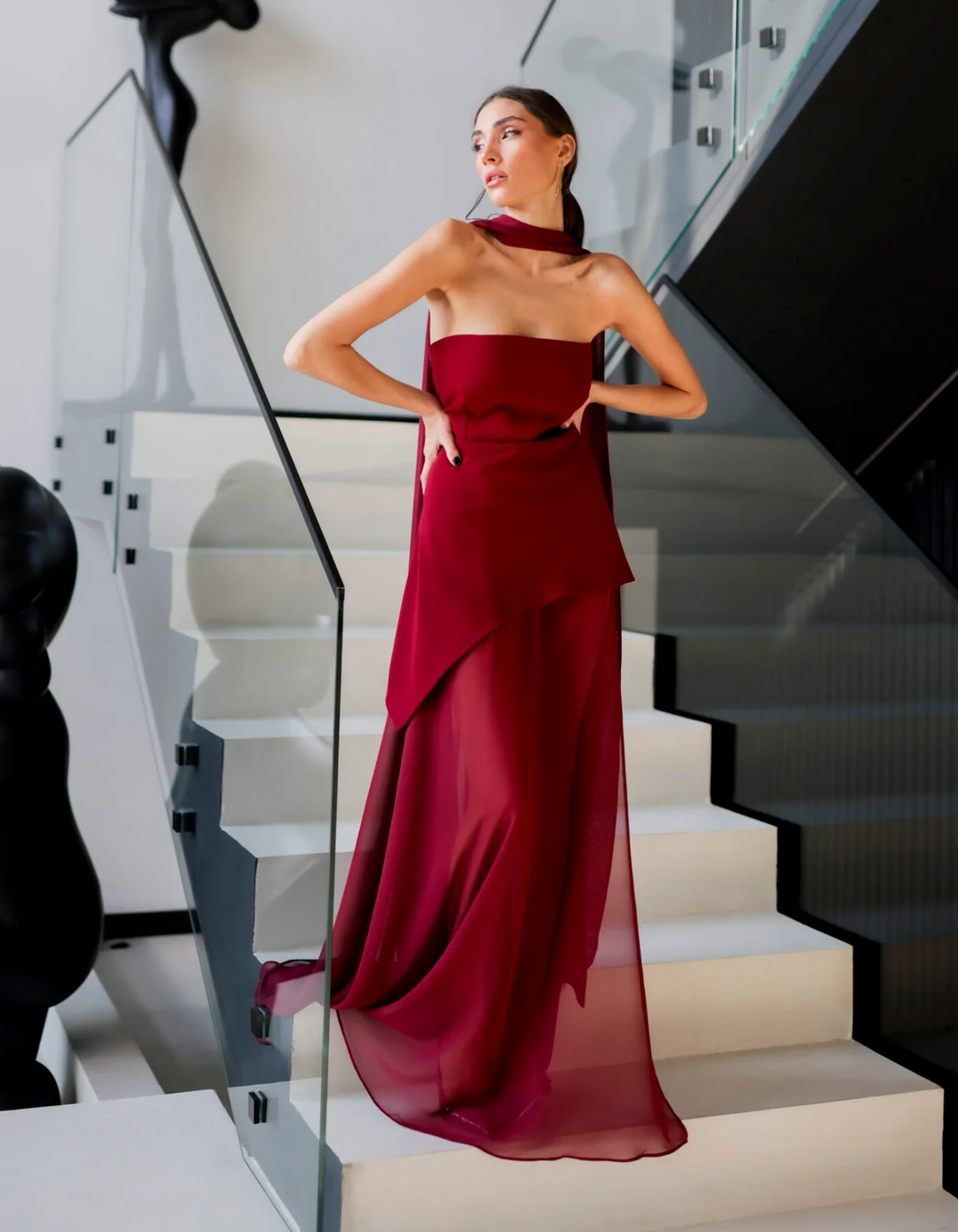 Aylin – axellös chiffon maxiklänning