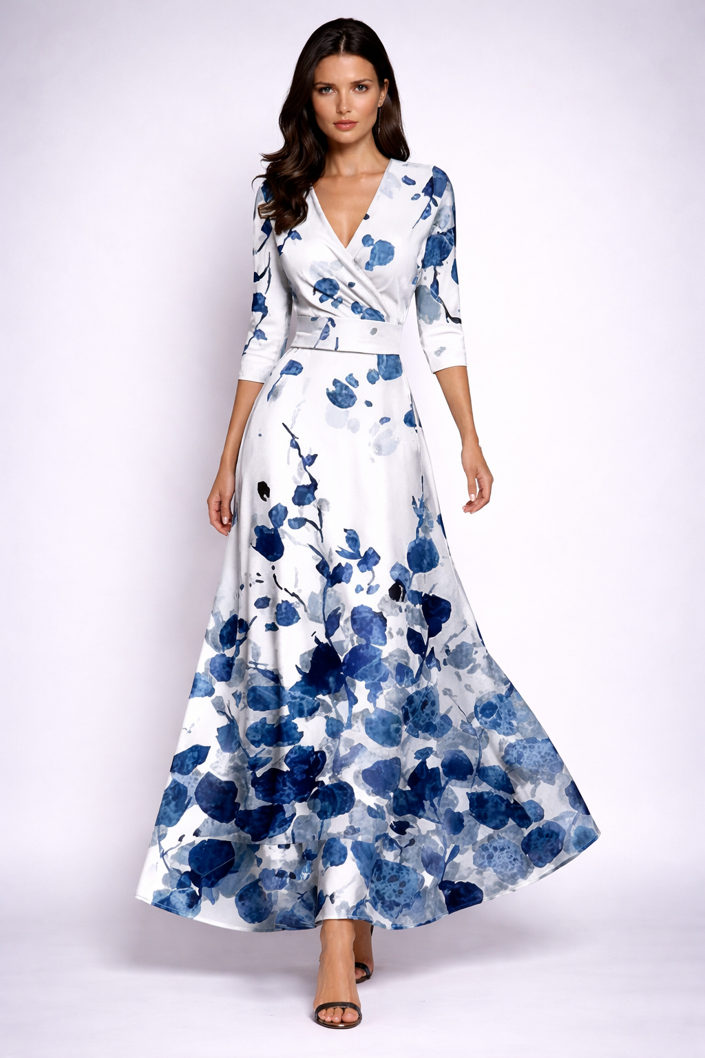 Elisa - Elegant wrapklänning i maxi-längd med blommor