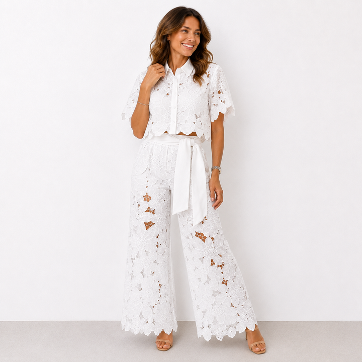 Elise | Elegant spetsset med blommönster