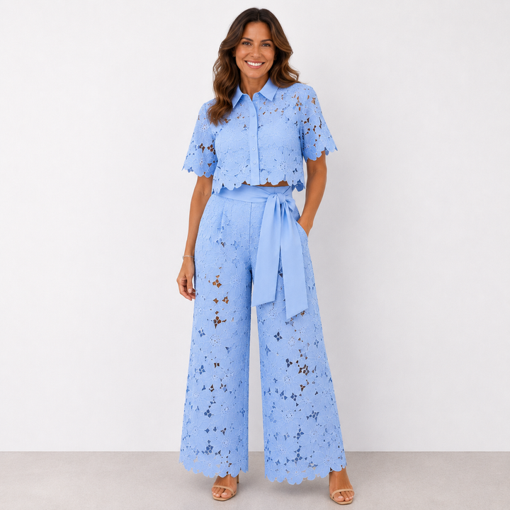 Elise | Elegant spetsset med blommönster