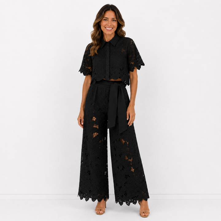 Elise | Elegant spetsset med blommönster