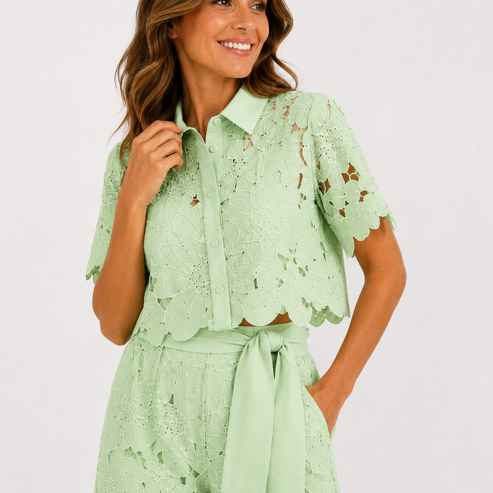 Elise | Elegant spetsset med blommönster