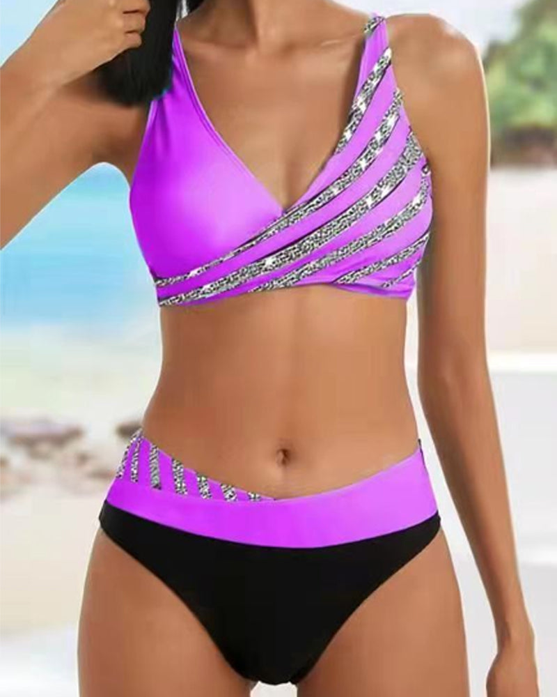 Mona - Tryckt bikini i varma toner
