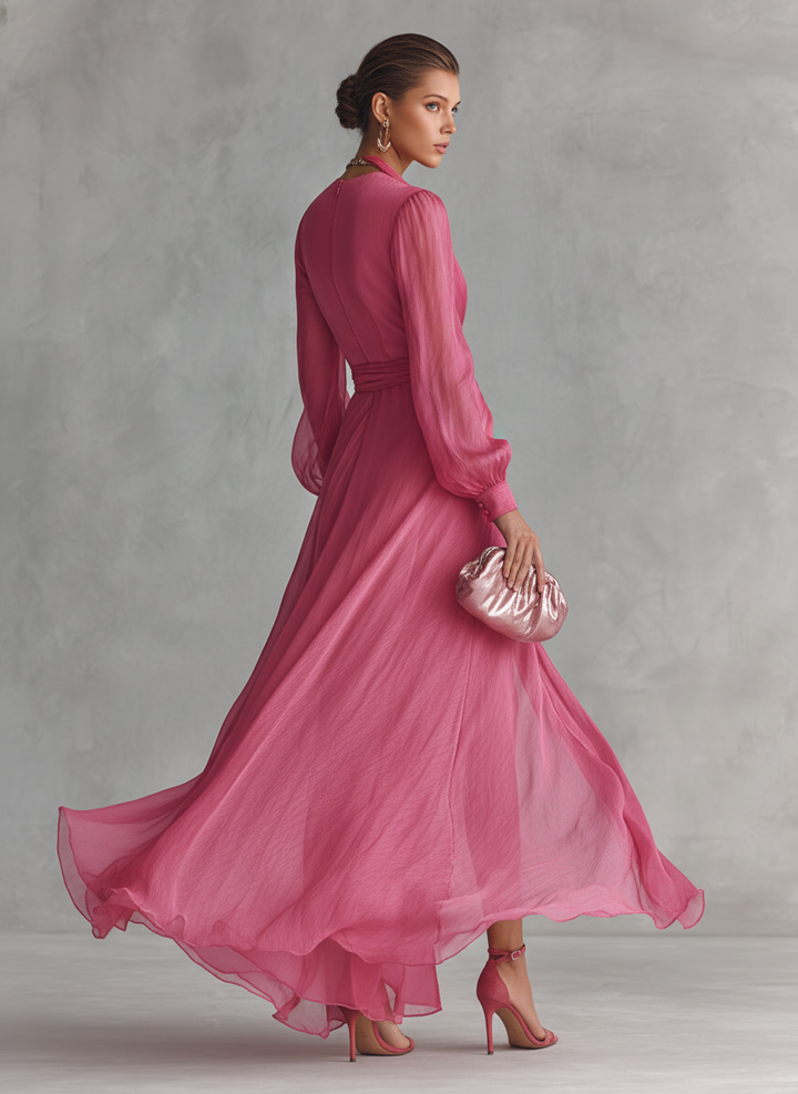 Daisy - elegant lång chiffonklänning