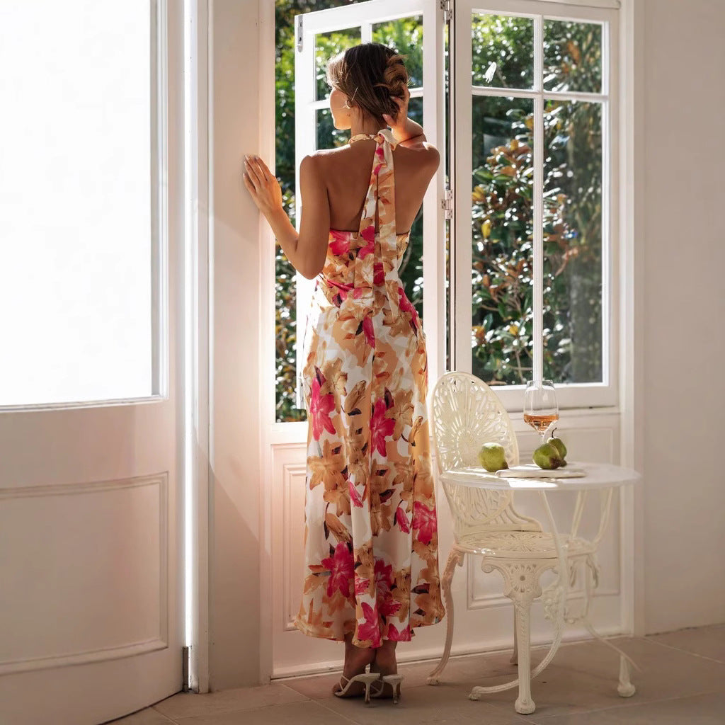 Minirva - Floral Charm hög krage midi-klänning