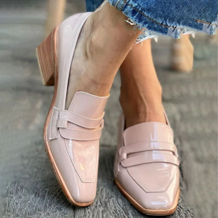 Olga™ - rosa läderloafers