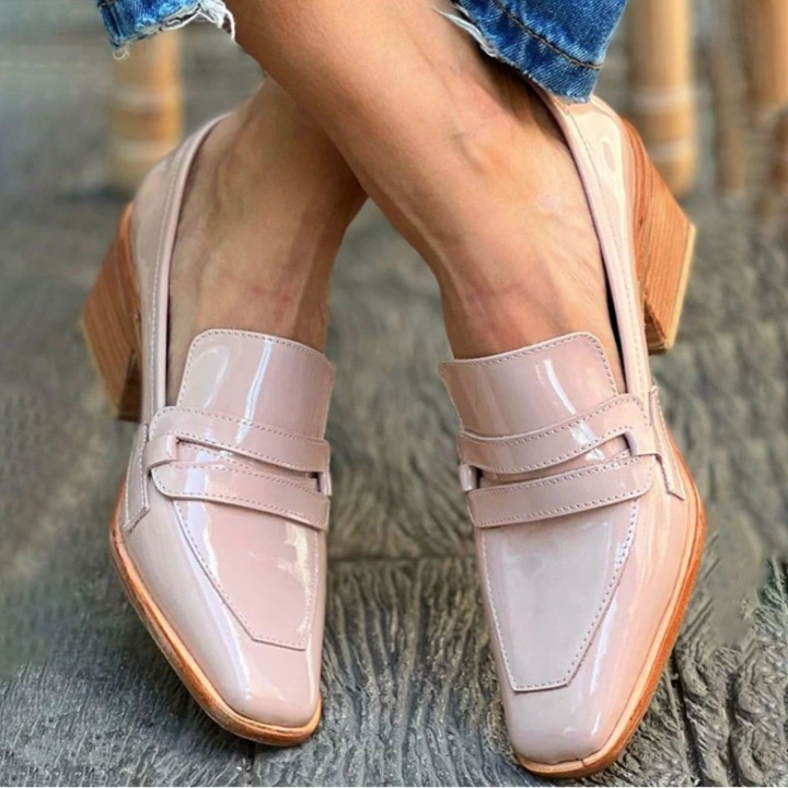 Olga™ - rosa läderloafers