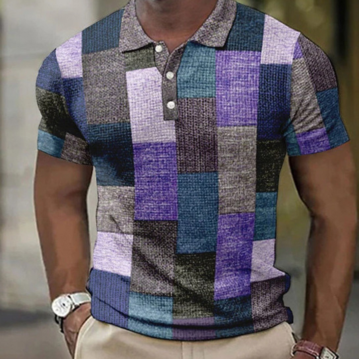 Damien | herrpolo med elegant patchwork