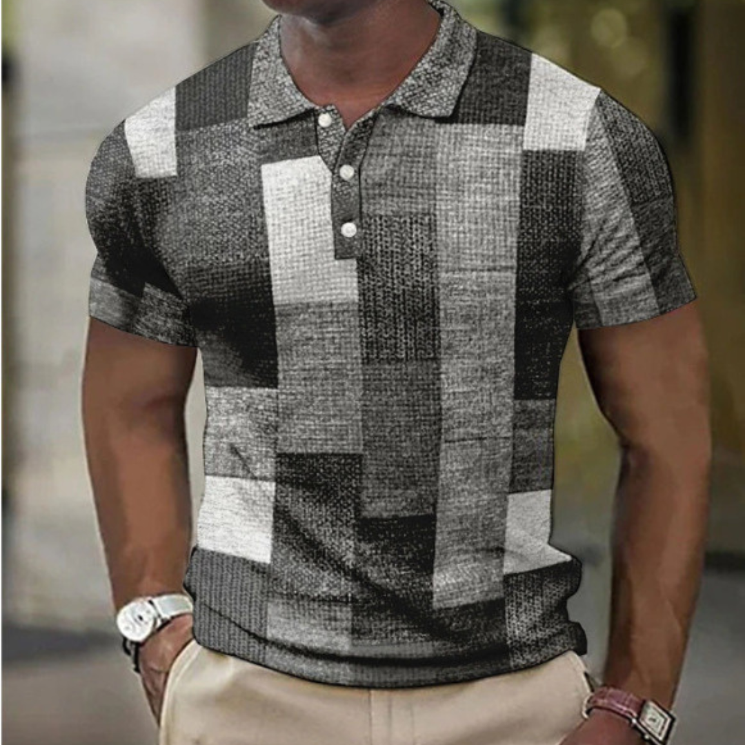 Damien | herrpolo med elegant patchwork