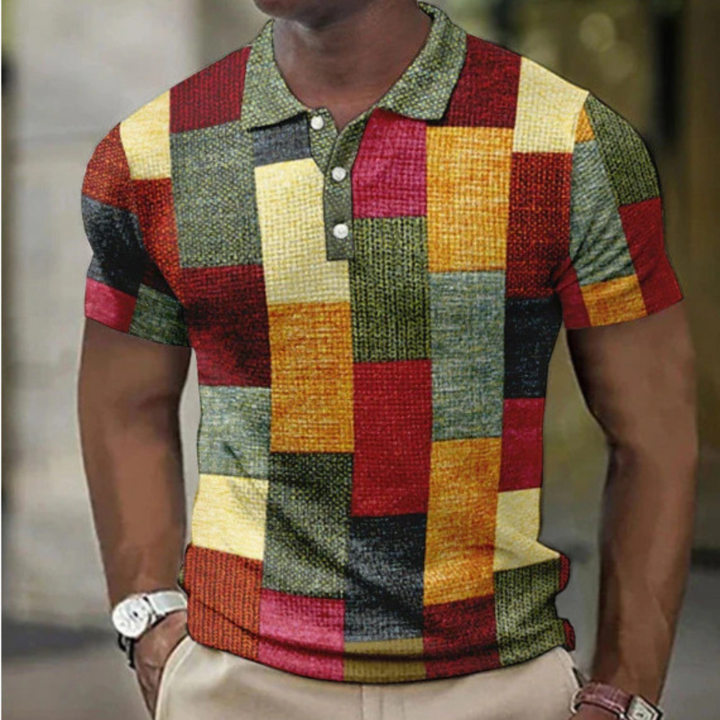 Damien | herrpolo med elegant patchwork