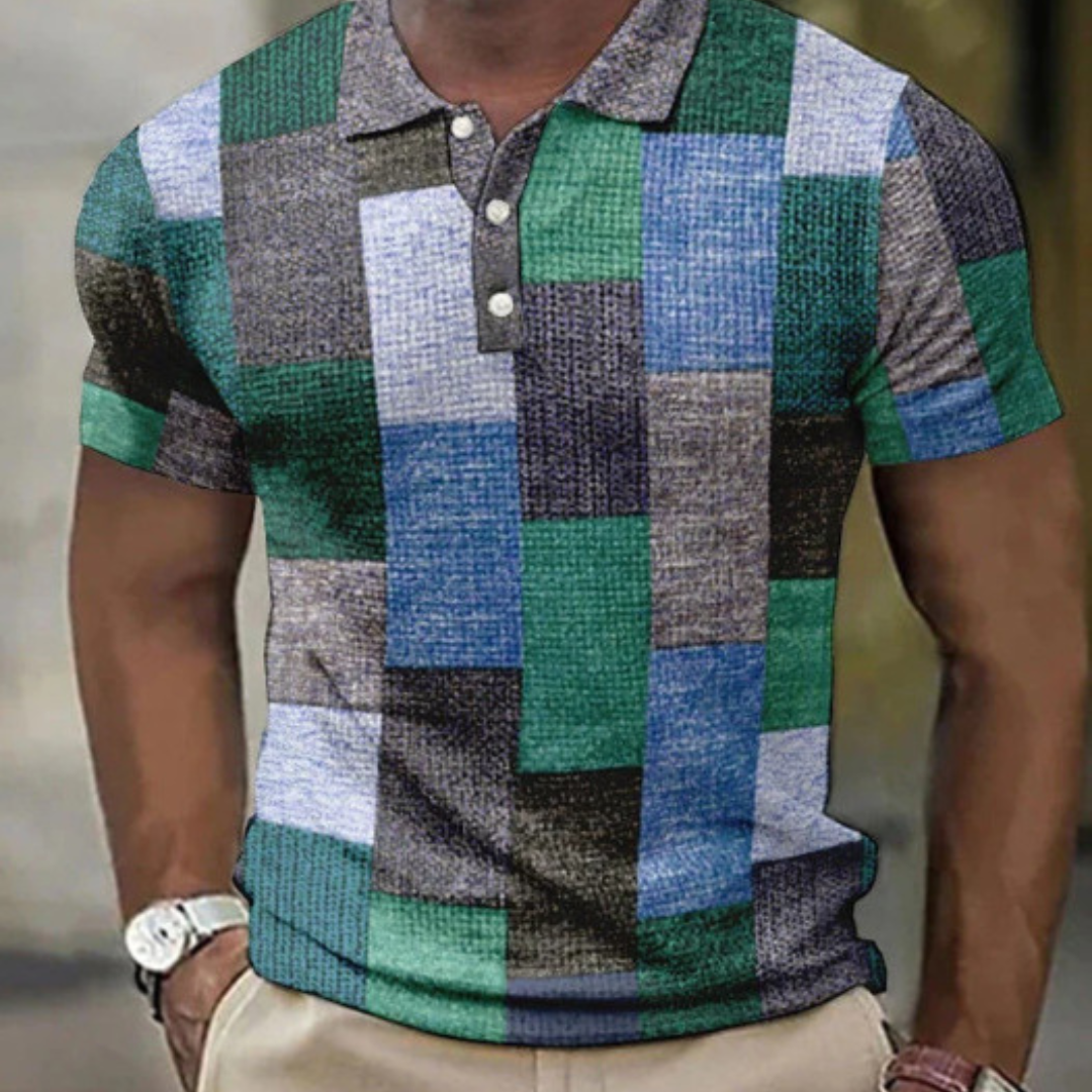 Damien | herrpolo med elegant patchwork