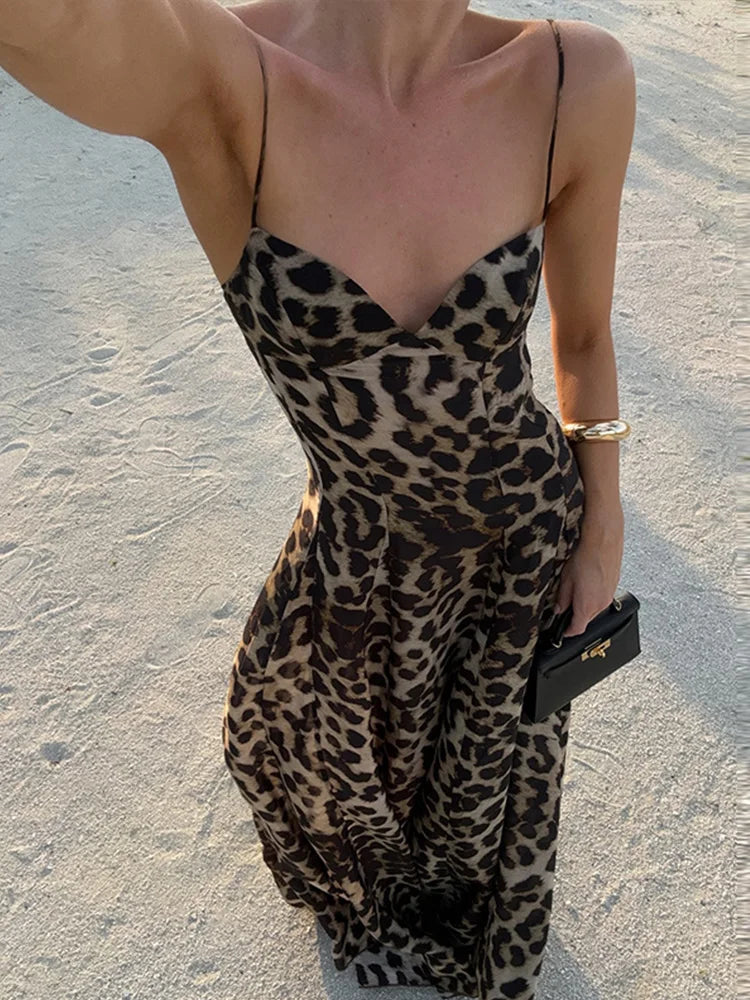 Antonella - leopardmönstrad maxiklänning