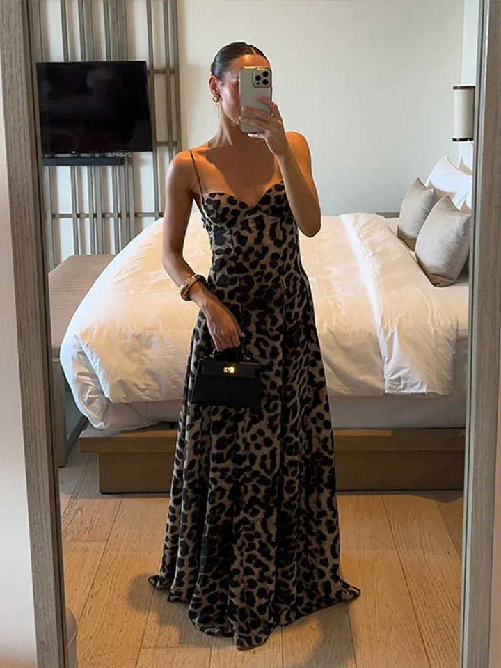 Antonella - leopardmönstrad maxiklänning