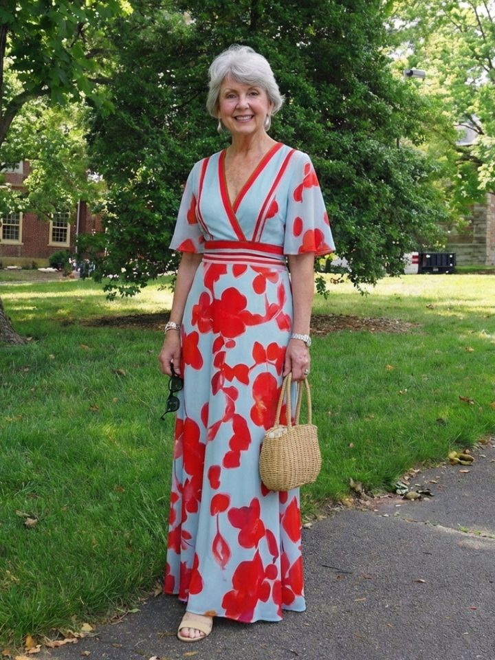 Corinne | V-hals Kortärmad Blommig Klänning