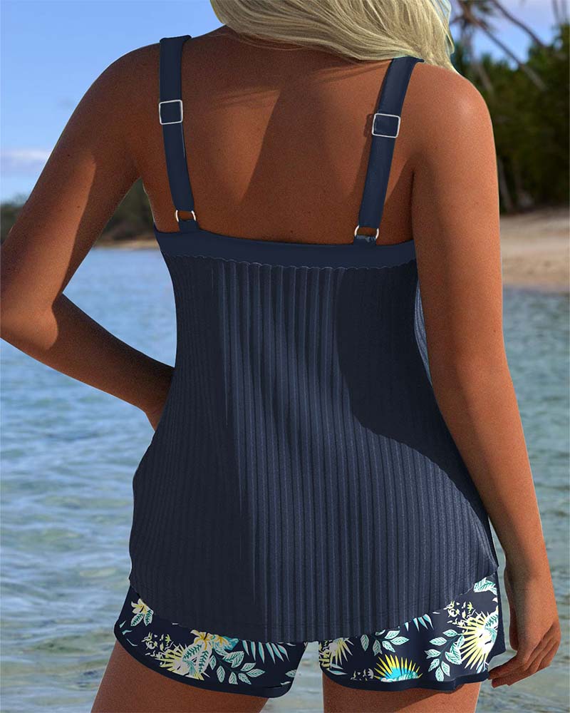 Laluna® | Randig tankini med tvådelade strandshorts