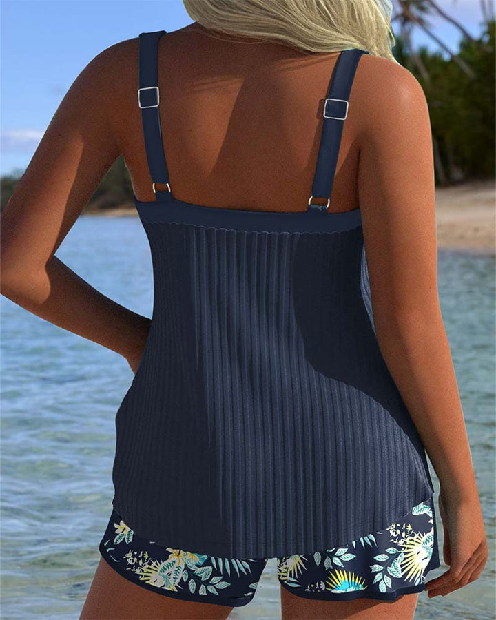 Laluna® | Randig tankini med tvådelade strandshorts