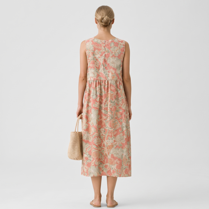 Tove | Ledig blommig midiklänning med fickor