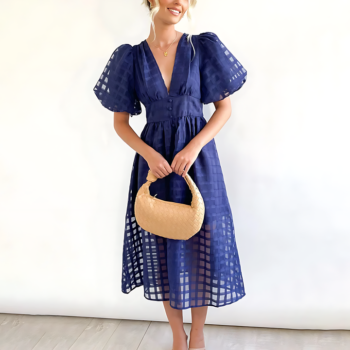 Julia - Elegant Sommar midi-klänning