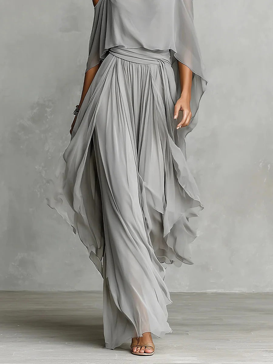 Freya | Axelbandslös chiffon tvådelat set