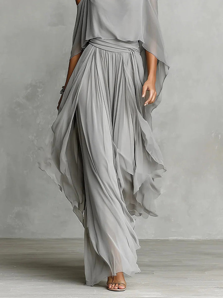 Freya | Axelbandslös chiffon tvådelat set